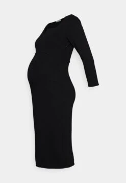 Notch Neckline Midi Dress - Jerseyjurk - Black -Anna Field 01d148d1237f4d8fb0b9cc9c73d98252