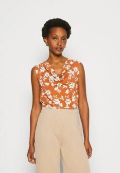 Anna Field Top - Brown/White